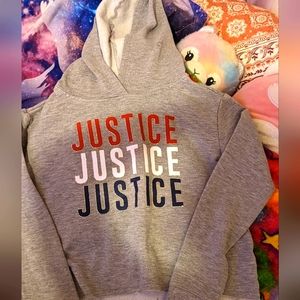 Girls grey Justice hooded pullover sweatshirt size 10